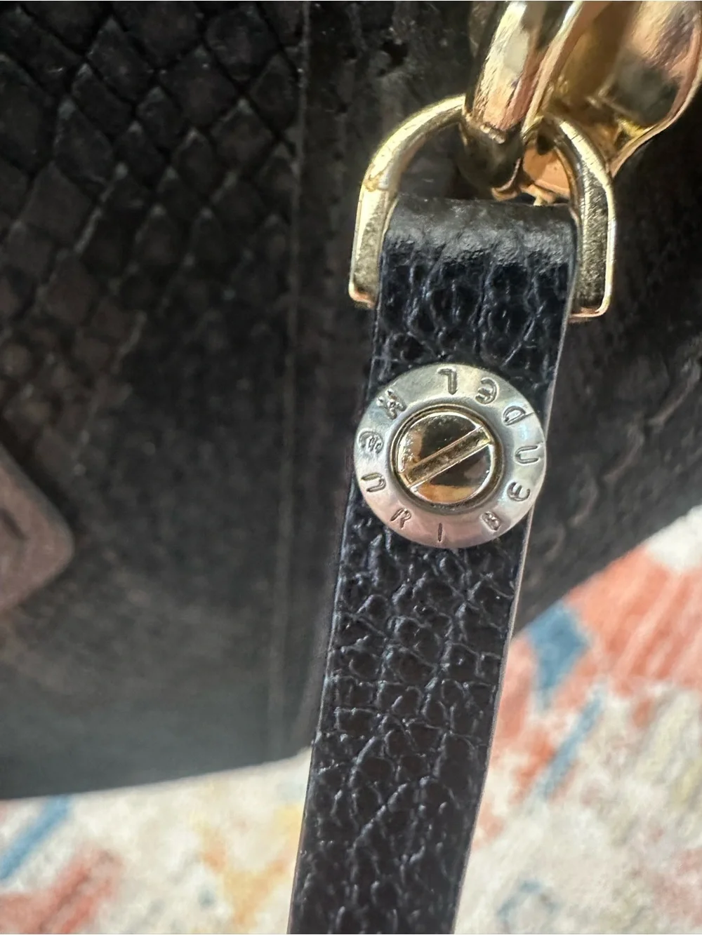 RARE Henri Bendel Black Python Snake Embossed Leather A-List Satchel Tote